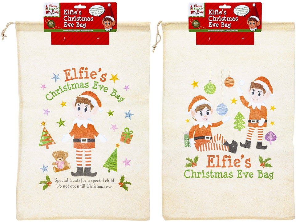 Elf Christmas Eve Draw String Non Woven Bag 36cm X 55cm - Click Image to Close