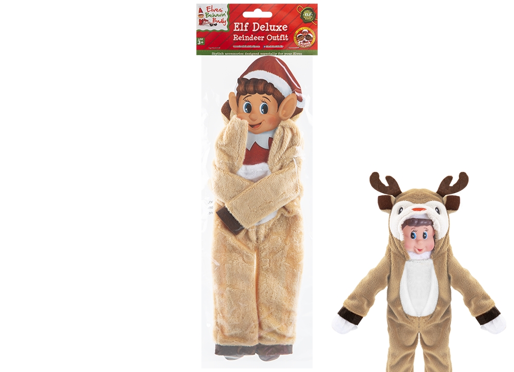 Elf Reindeer W/Antlers Outfit In Polybag W/Header & Insert - Click Image to Close