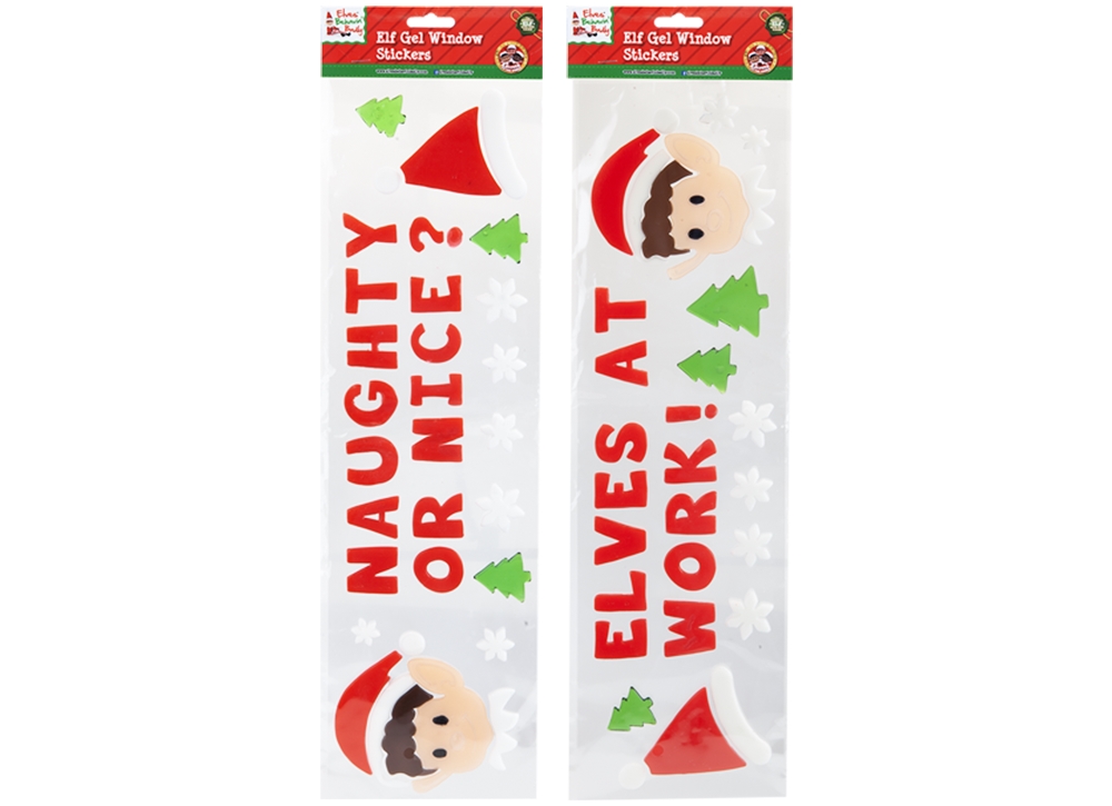 Elf Gel Window Stickers 15cm x 55cm ( Assorted Designs ) - Click Image to Close