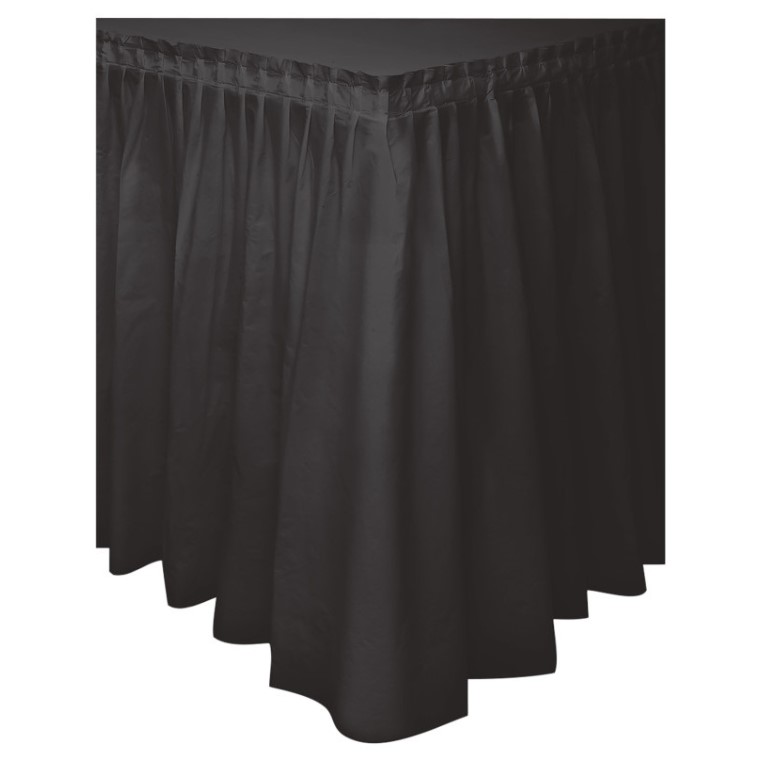 Black Solid Plastic Table Skirt 29" x 14 ft - Click Image to Close