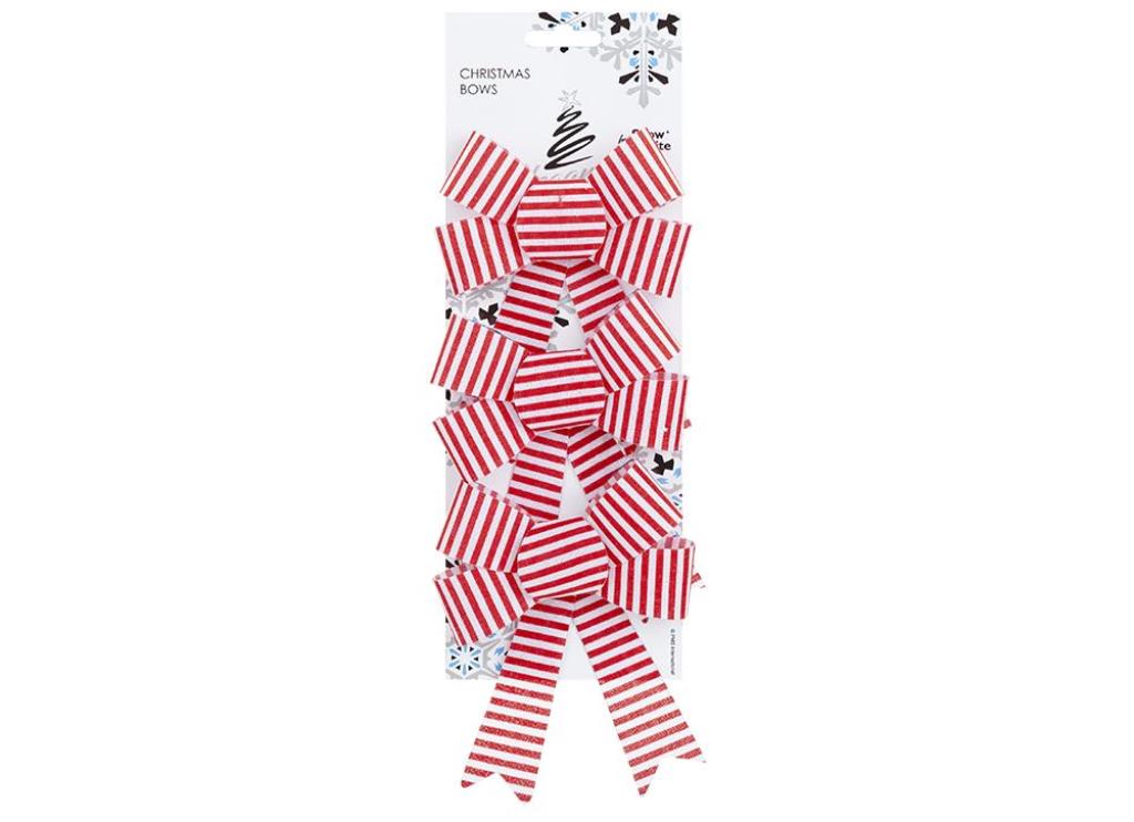 Candy Stripe Bow Decoration 10cm X 13cm X 3cm 3 Pack - Click Image to Close