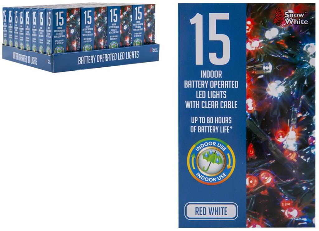 15 LED Lights Red & Cold White - Click Image to Close
