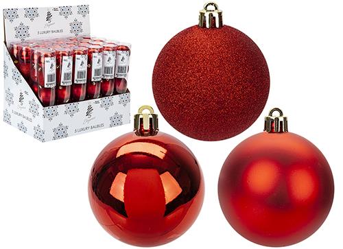 Christmas Bauble Decorations Set Of 5 Red 6cm - Click Image to Close