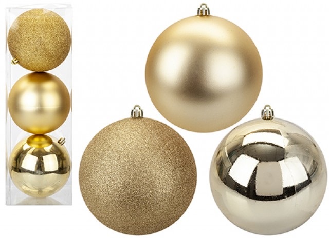 Christmas Baubles Gold 12cm 3 Pack - Click Image to Close