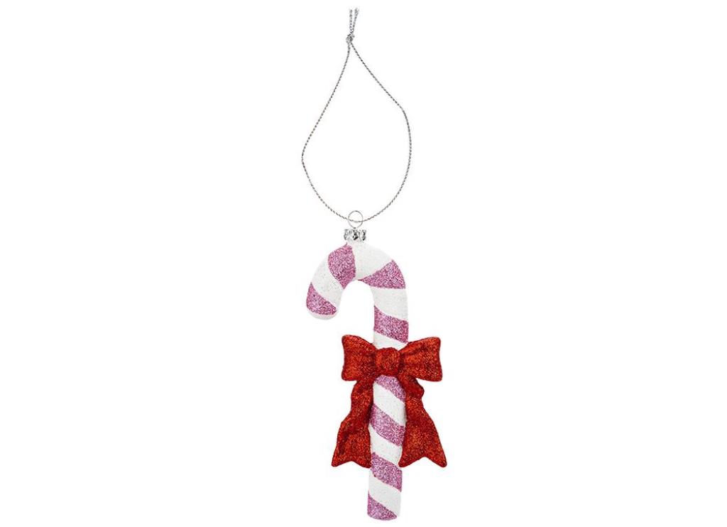 Hand Painted Pink Candy Cane Hanging Decoration - Click Image to Close