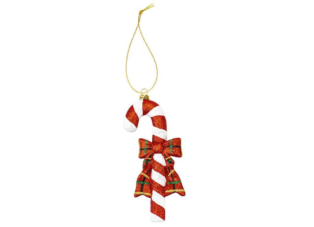 Hand Painted Check Candy Cane Hanging Decoration - Click Image to Close