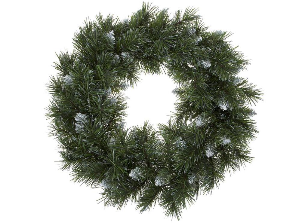 30cm Pvc Wreath W/120 Tips With Snow Effect - Click Image to Close