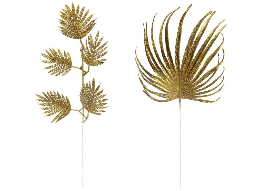 Gold Glitter Spruce Leaf Pick ( Assorted Designs ) - Click Image to Close