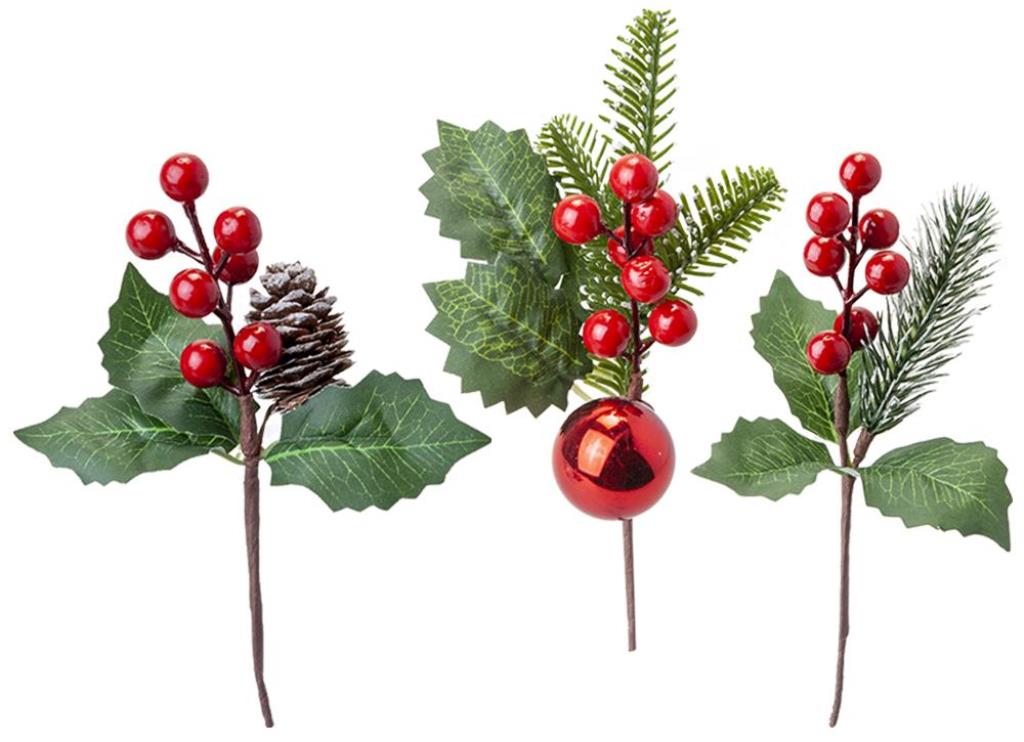 Christmas 18cm Berry Picks ( Assorted Designs ) - Click Image to Close