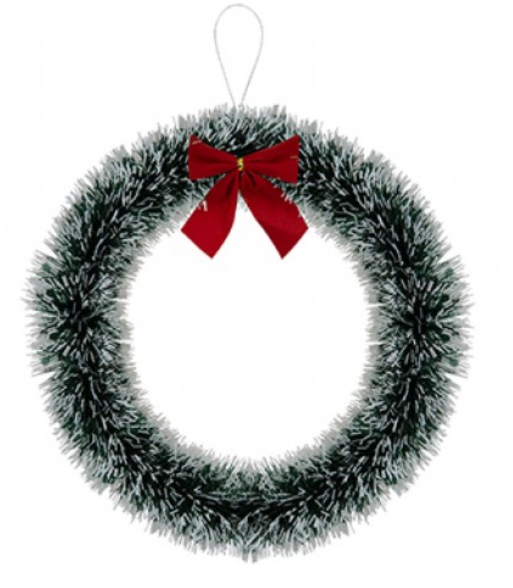 Snow White Snowtip Wreath With Bow 30cm - Click Image to Close