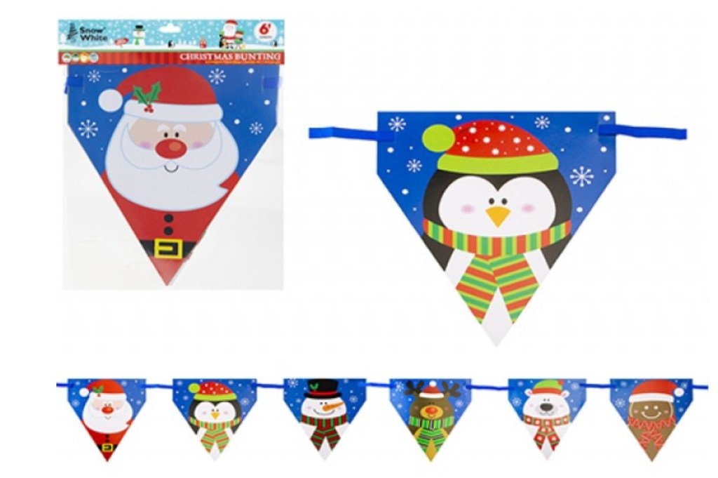 Christmas Paper Bunting 6Ft - Click Image to Close