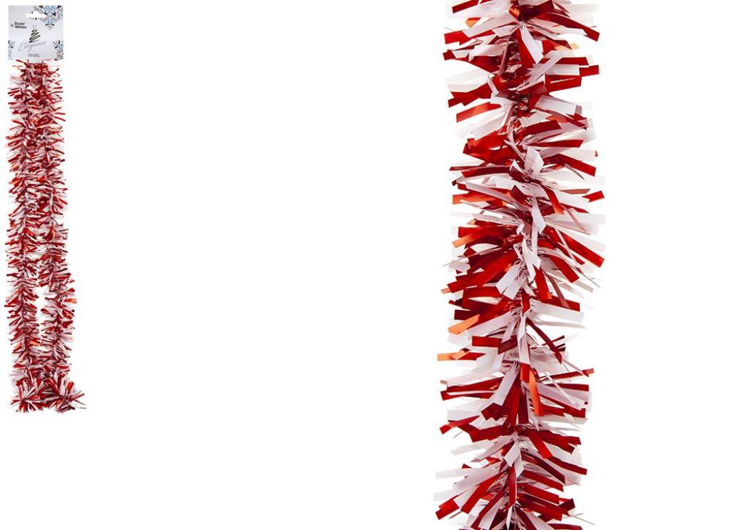 11cm 6 Ply 2Mtr Red & White Thick & Thin Tinsel - Click Image to Close