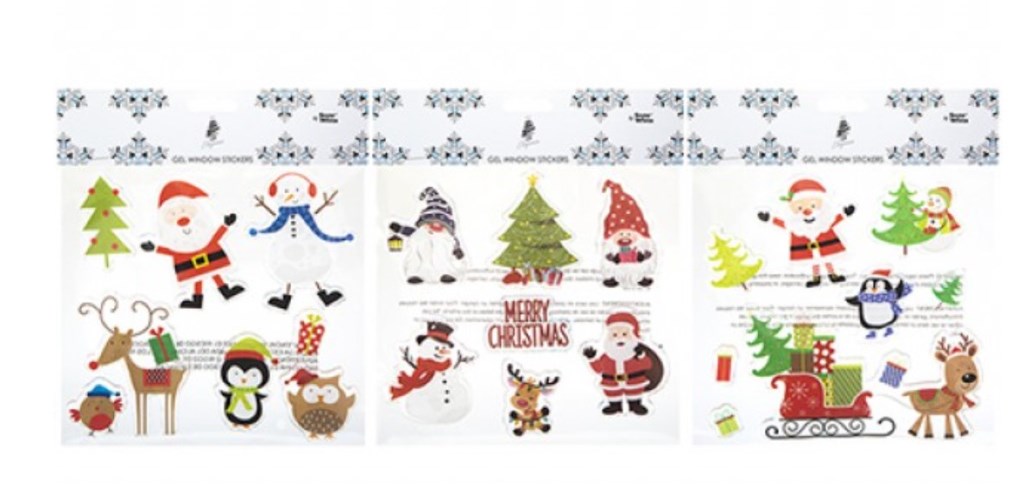 Christmas Printed Gel Window Stickers 20cm X 20cm - Click Image to Close