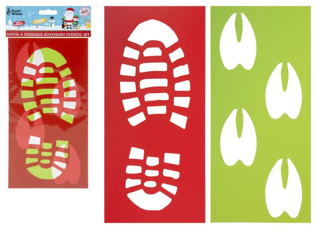 30cm X 15cm Santa & Reindeer Footprint Stencils - Click Image to Close