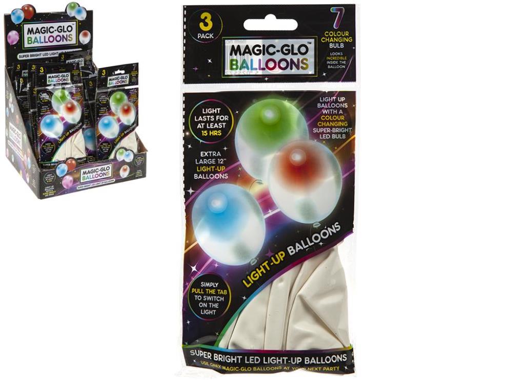 White Light Up Balloons 3 Pack - Click Image to Close