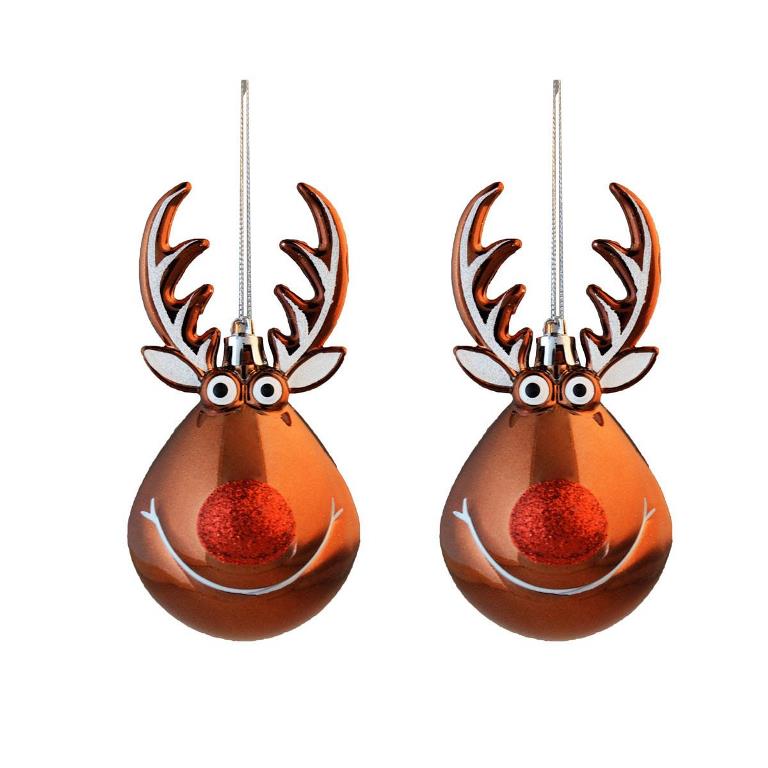 Rudolf Head 2 Baubles - Click Image to Close