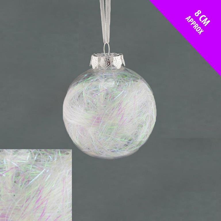 Clear Lametta 8cm Bauble - Click Image to Close