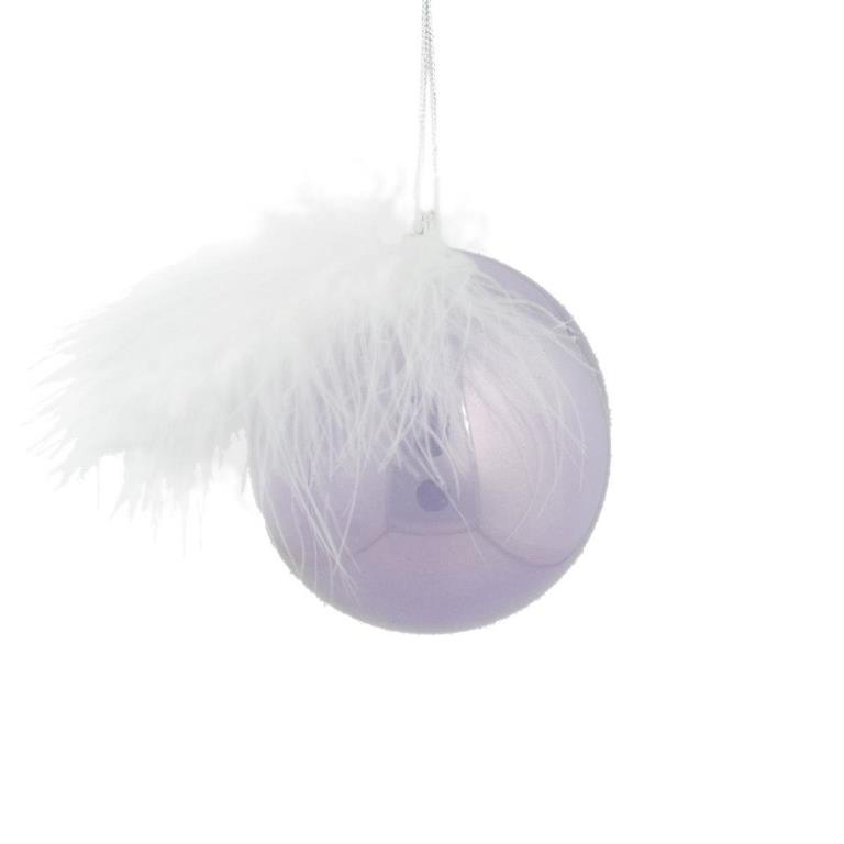 Lilac 8cm Feather Bauble - Click Image to Close