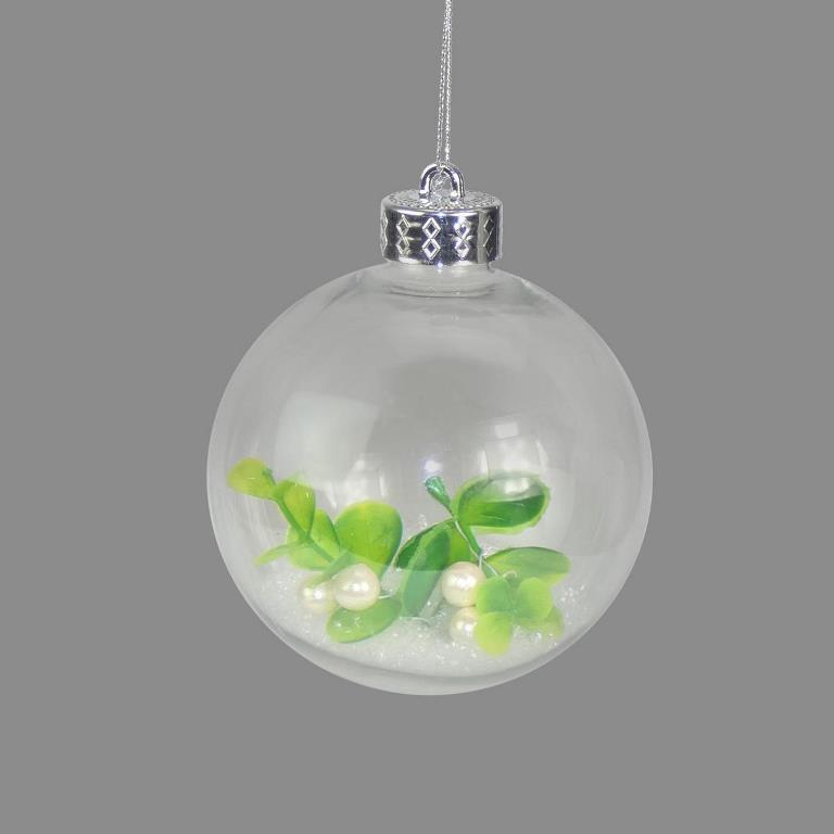 Mistletoe & Snow 10cm Bauble - Click Image to Close