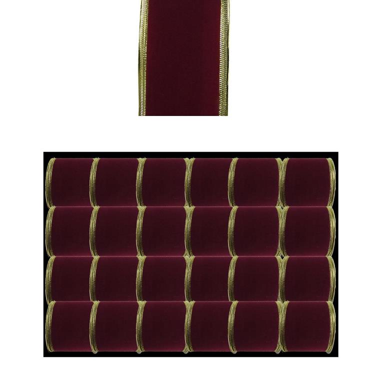 2.7M Dark Red Velour Ribbon - Click Image to Close