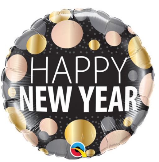 Round 18" New Year Mettalic Dots Balloon - Click Image to Close