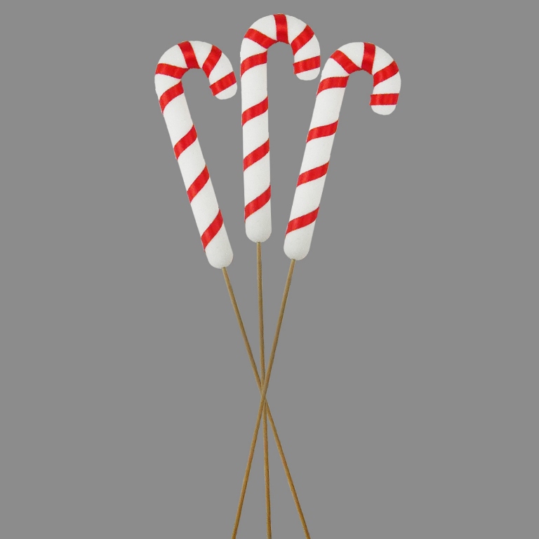 3 Candy Cane Picks 33cm Apx - Click Image to Close