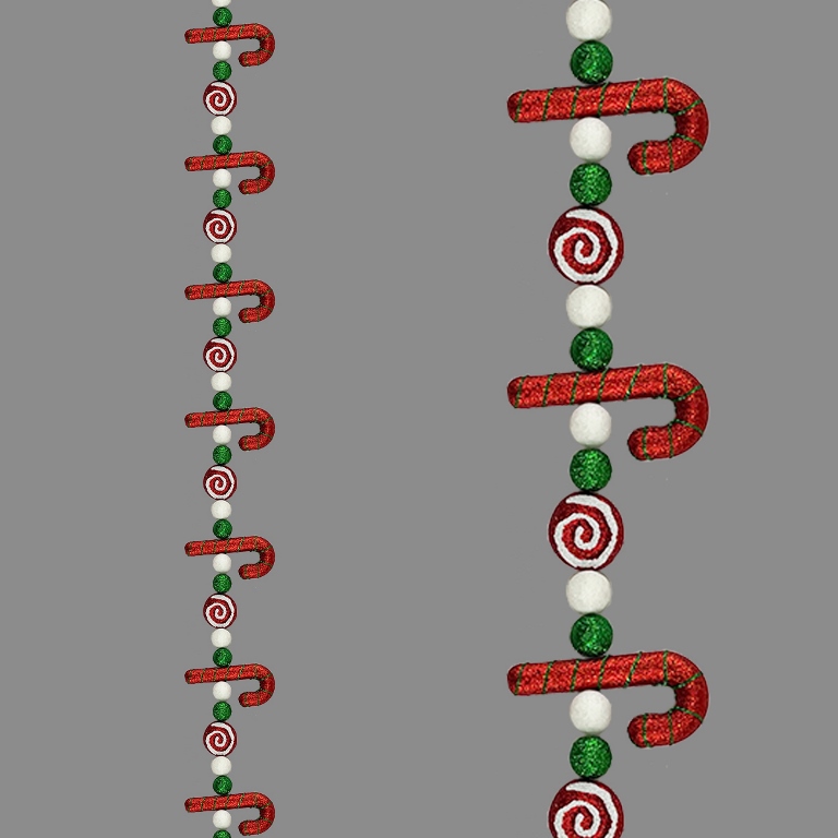 Christmas Candy Cane Garland Red,White & Green 1.5M - Click Image to Close