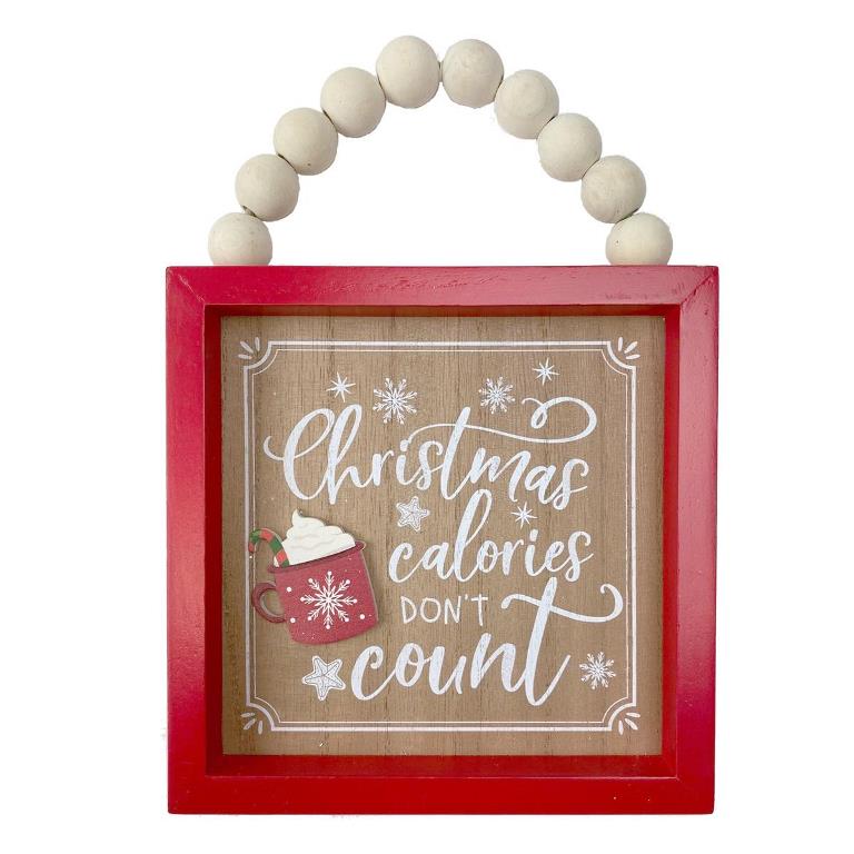 Calories Don't Count Wooden Hanger 17x17cm - Click Image to Close