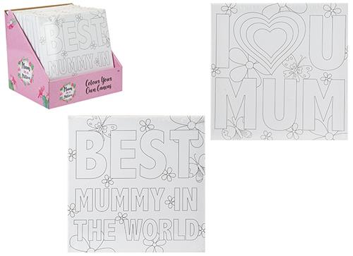 Colour Your Own Mum Canvas 25cm X 25cm 2 Assorted - Click Image to Close