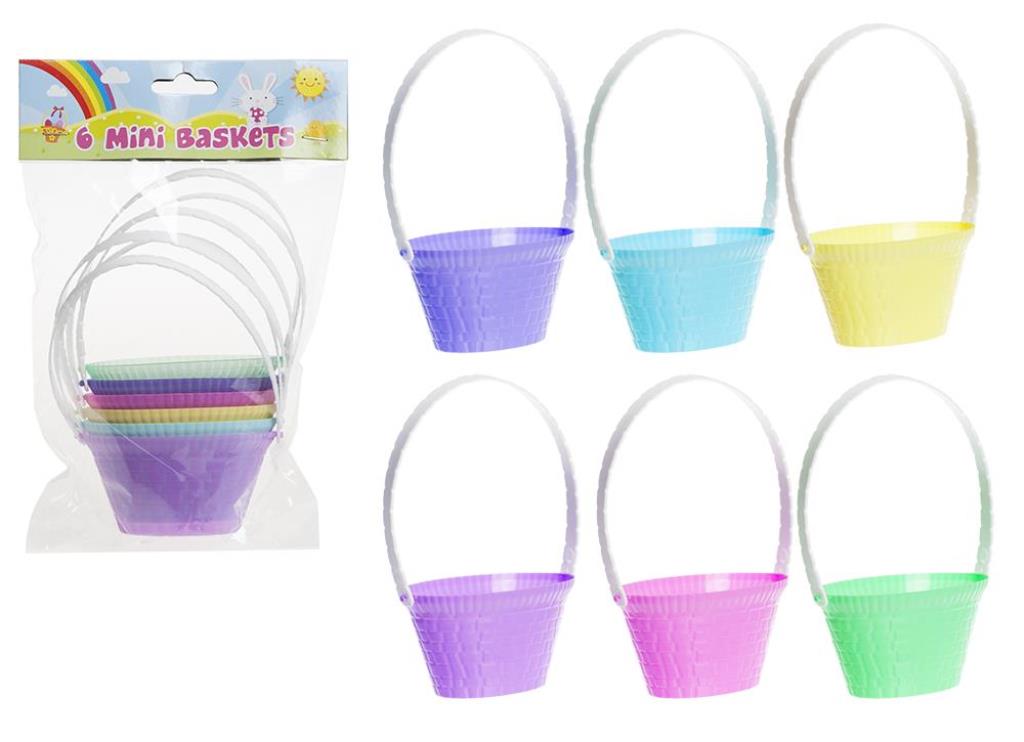 6PC 4" MINI PASTEL SPRINGTIME BASKET - Click Image to Close
