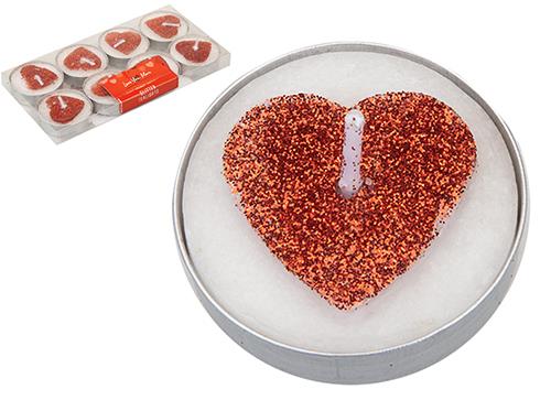 Glitter Heart Tealight Candles 8 X 10g - Click Image to Close