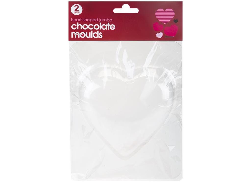 JUMBO HEART SHAPED CHOCOLATE MOULDS PACK OF 2 - Click Image to Close