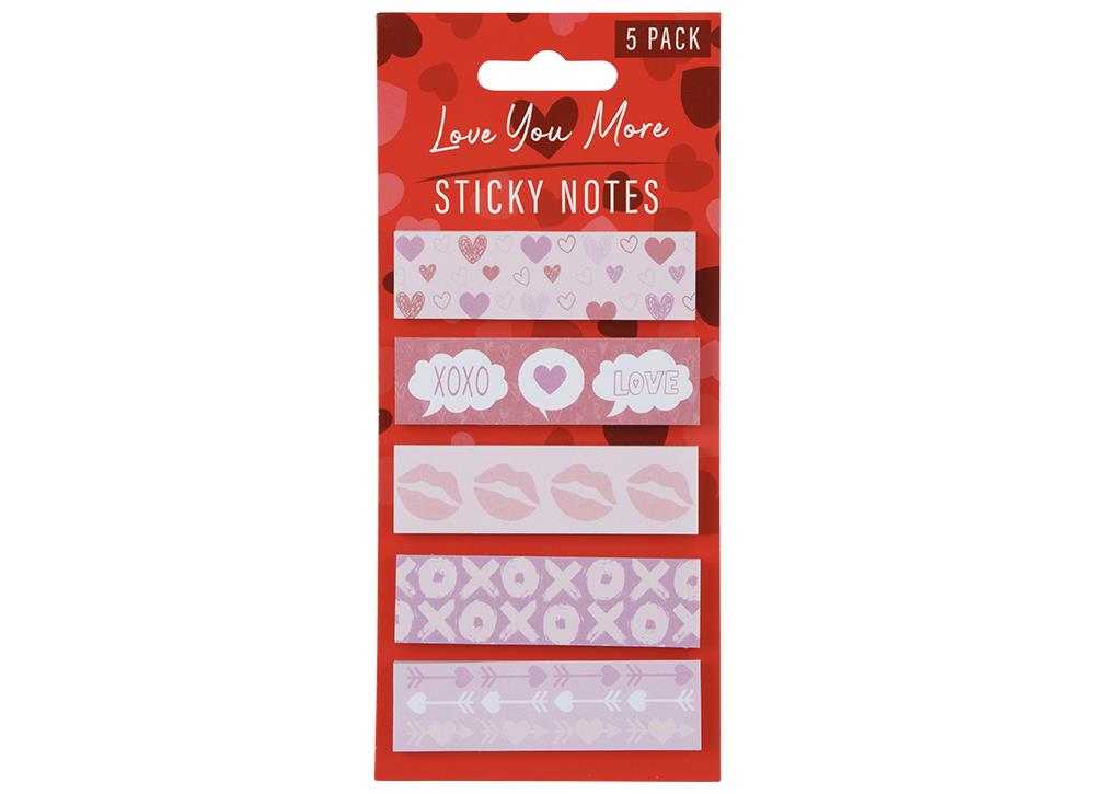 Valentine's Day Sticky Notes Pack Of 5 - Click Image to Close