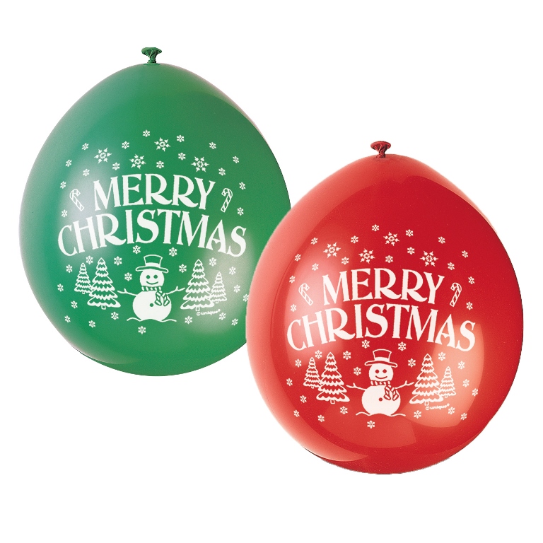 10Pack 9 " Merry Christmas Balloons - Click Image to Close