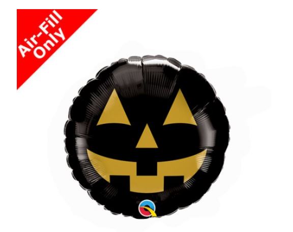 Round Jack Face 9" Black And Gold Balloon - Click Image to Close