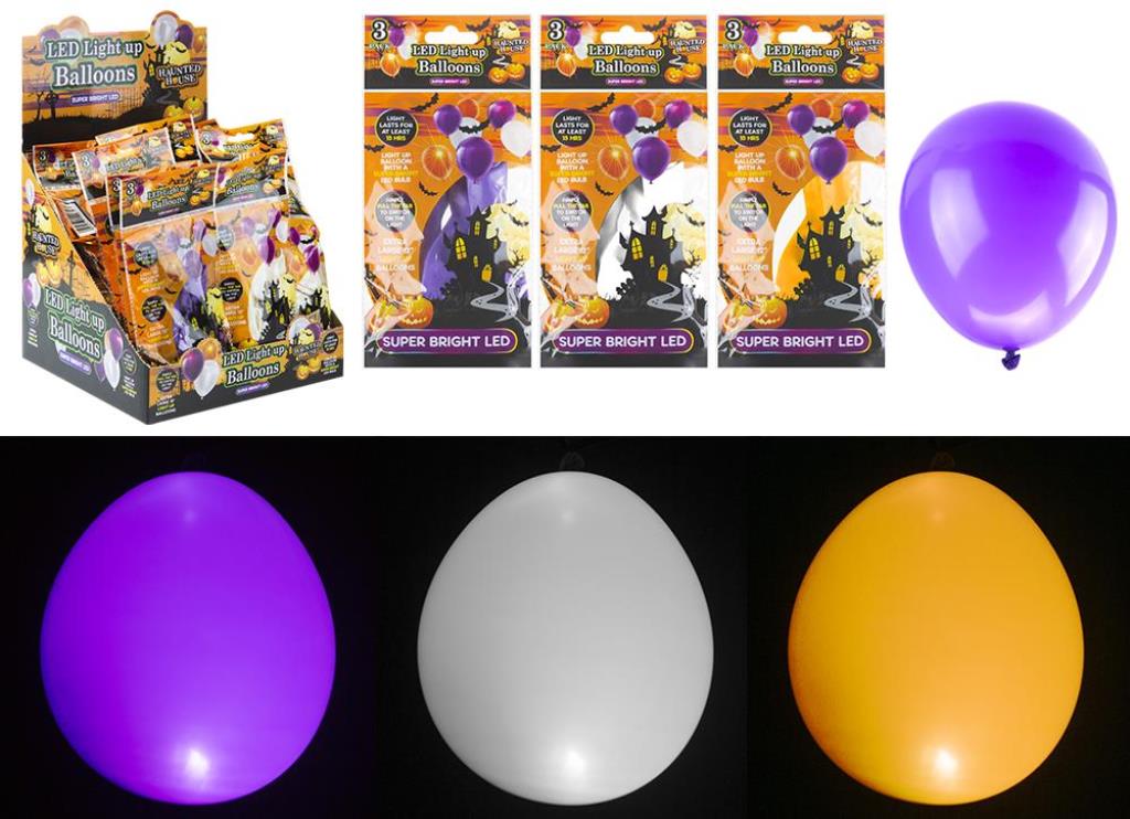 3PC LIGHT UP HALLOWEEN BALLOONS - Click Image to Close