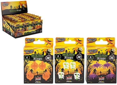 Halloween Glow Rings Set Of 4 Assorted - Click Image to Close
