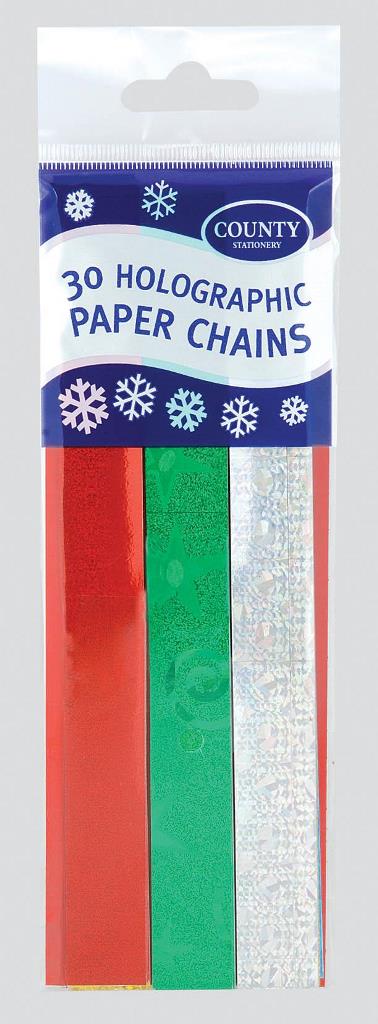County Paper Chains Holographic ( 20 X 200Mm ) 30 Pack - Click Image to Close