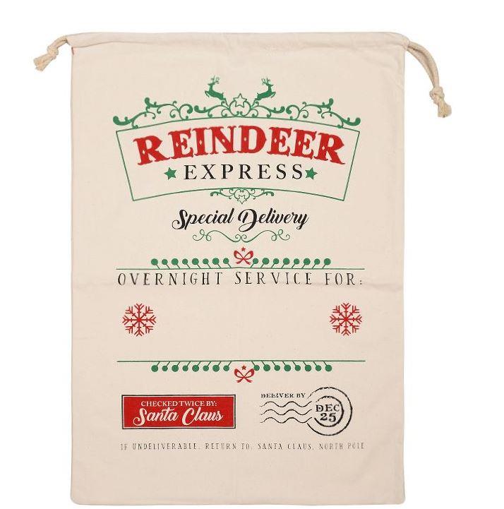 Reindeer Express Delivery Santa Sack 70cm X 50cm - Click Image to Close