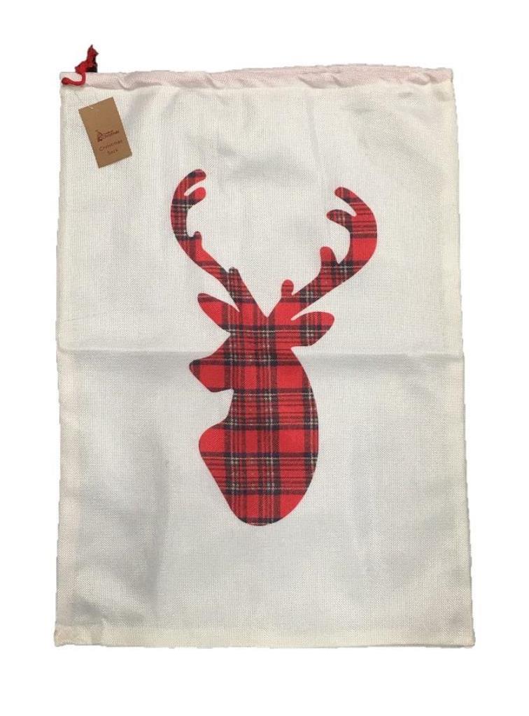 Red And Gold Reindeer Santa Sack 70 x 50cm - Click Image to Close