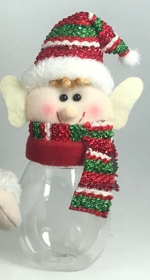 White Hessian Look Santa Sack With Tartan Reindeer - Click Image to Close