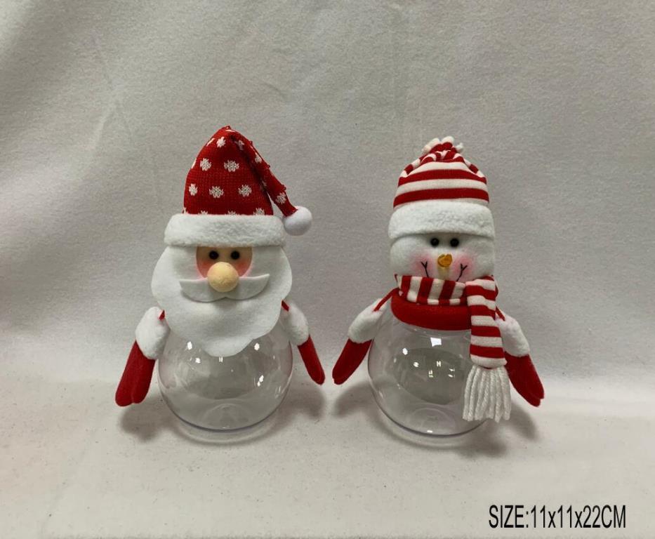 Santa / Snowman Christmas 10" Candy Jar - Click Image to Close