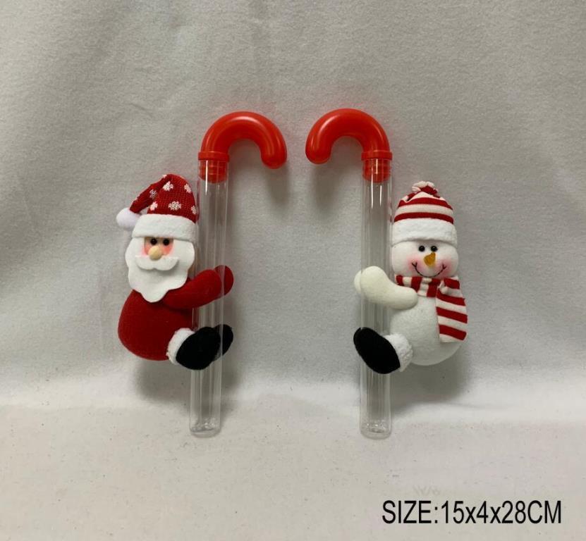 11" Santa / Snowman Christmas Candy Cane - Click Image to Close