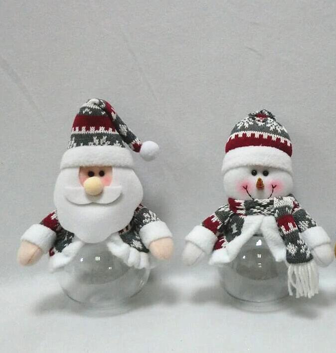 10" Nordic Santa / Snowman Christmas Candy Jar - Click Image to Close