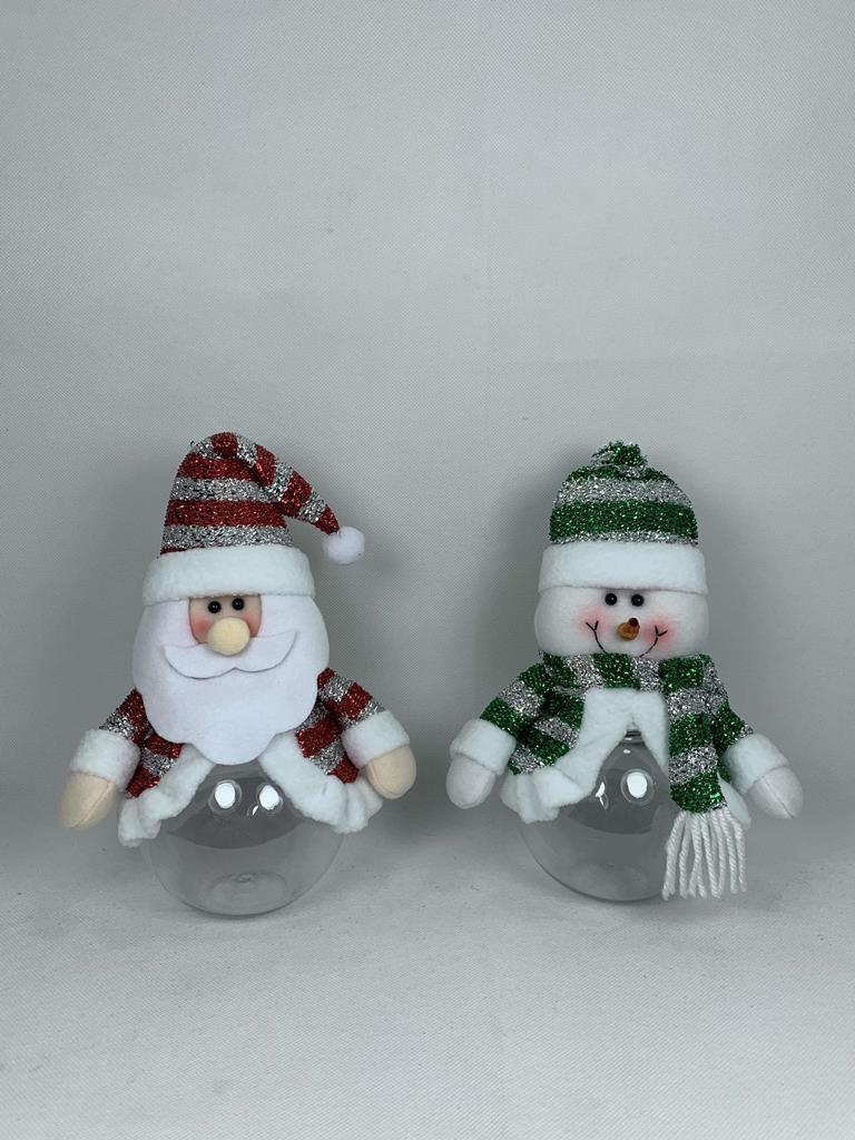 10" Santa / Snowman Christmas Candy Jar - Click Image to Close