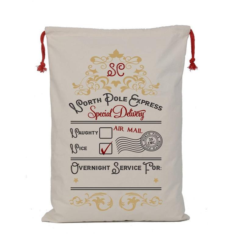 Special Overnight Delivery Santa Sack 70cm X 50cm - Click Image to Close