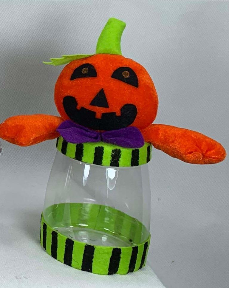 10" PUMPKIN HALLOWEEN CANDY JAR - Click Image to Close