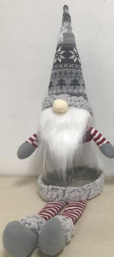 17" Grey Nordic Gonk With Long Legs Christmas Candy Jar - Click Image to Close