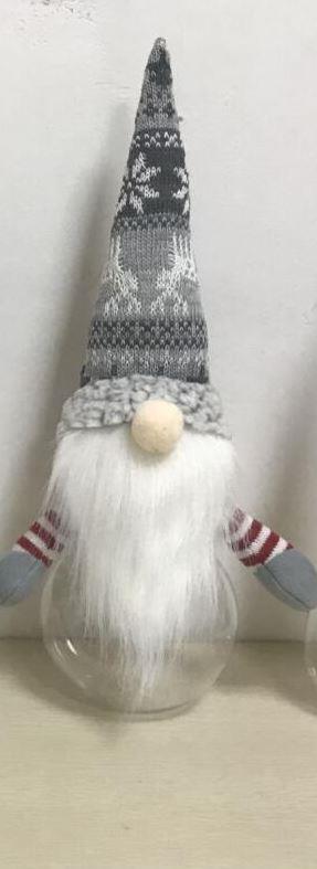 10" Grey Nordic Reindeer Gonk Christmas Candy Jar - Click Image to Close