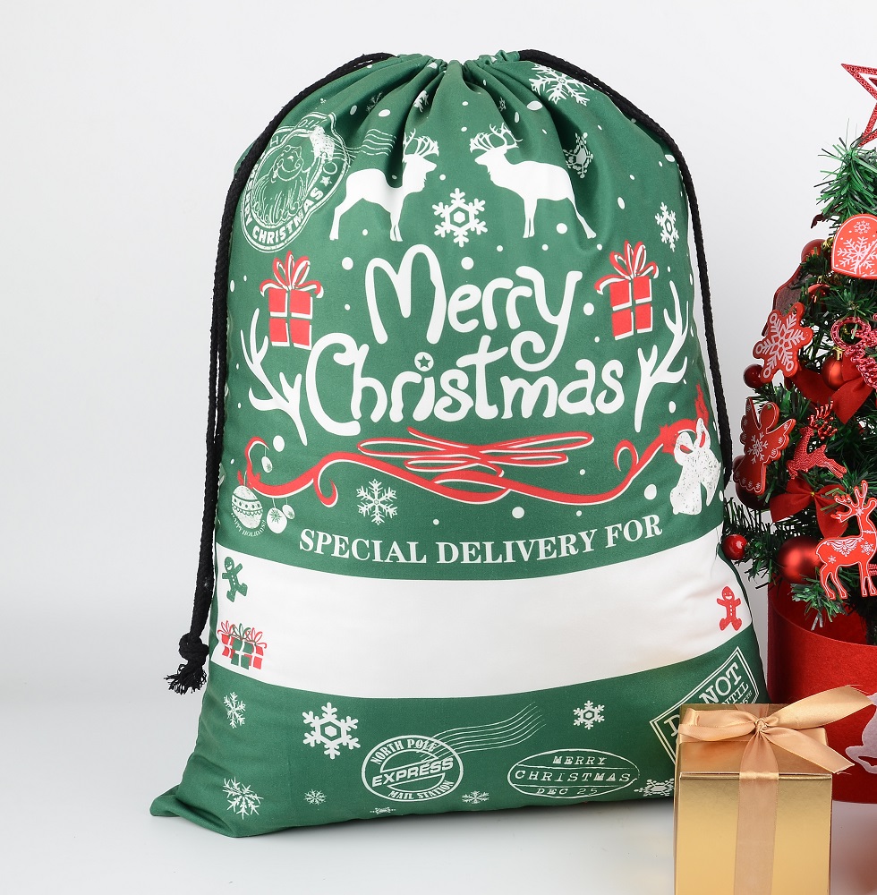 Merry Christmas Green Sack 70X50cm Suitable For Sublimation - Click Image to Close